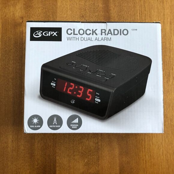 NEW GPX Clock Radio Dual Alarm Digital Plug-In AM/FM Radio Red LED Display - Picture 1 of 5
